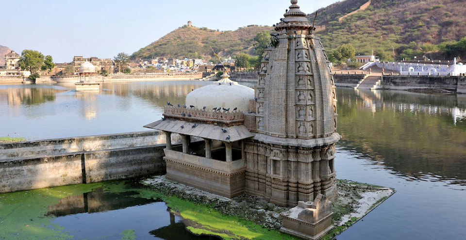 Nawal sagar and temple in bundi at rajasthan india Asia